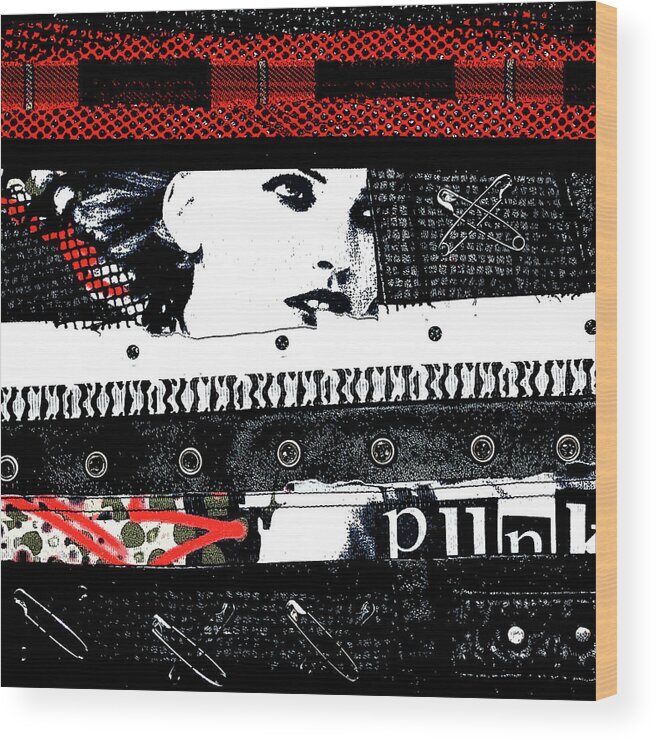 Punk Wood Print featuring the digital art Punk Chick by Roseanne Jones