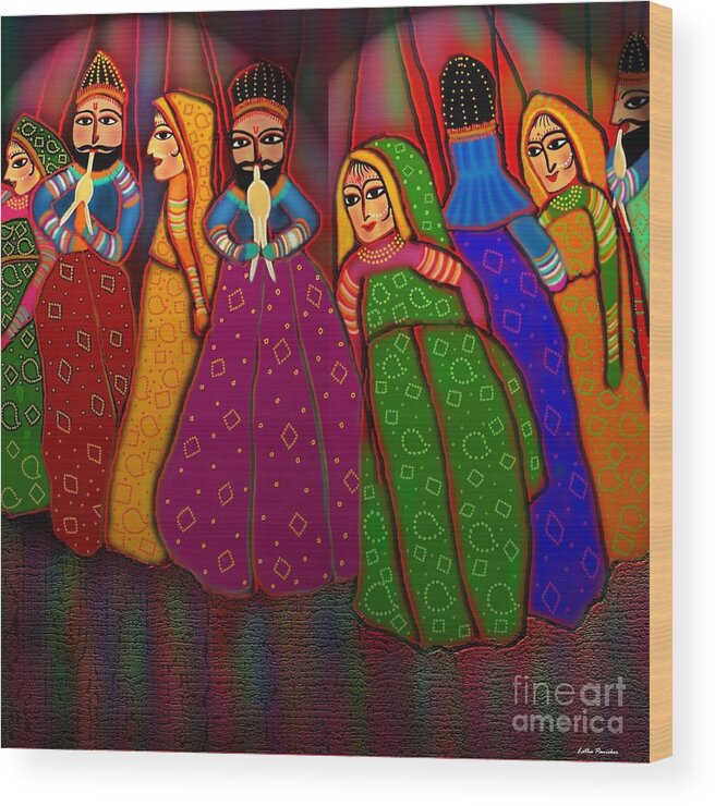 Puppet Show Painting Wood Print featuring the digital art Puppet Show by Latha Gokuldas Panicker