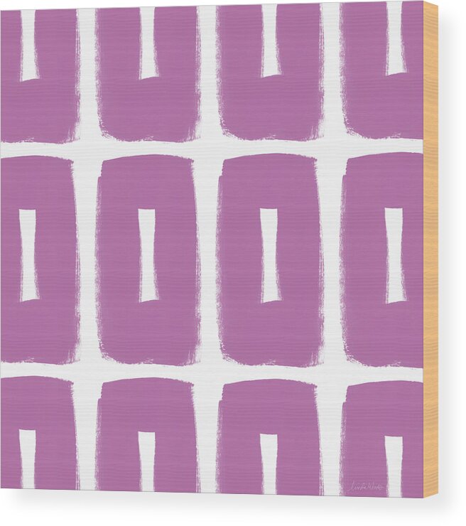 Purple Wood Print featuring the mixed media Purple Boxes- Art by Linda Woods by Linda Woods