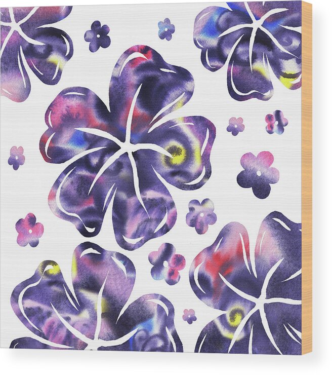 Flowers Wood Print featuring the painting Purple Flowers Dance by Irina Sztukowski