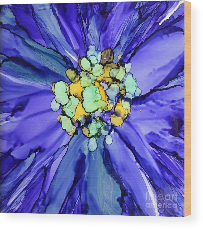Floral Wood Print featuring the painting Purple Macro Floral by Beth Kluth