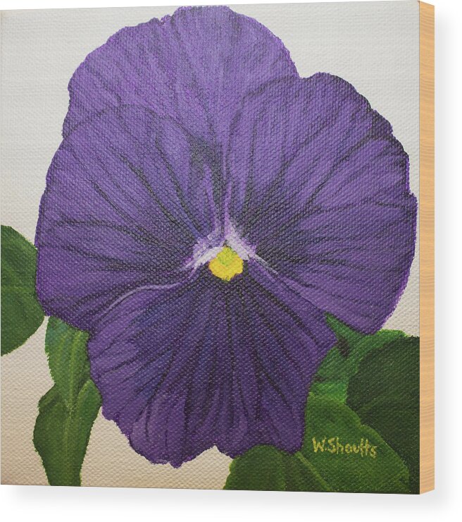 Pansy Wood Print featuring the painting Purple Pansy by Wendy Shoults
