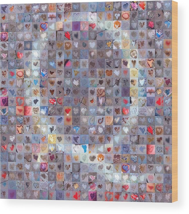 Found Hearts Wood Print featuring the digital art Q in Confetti by Boy Sees Hearts