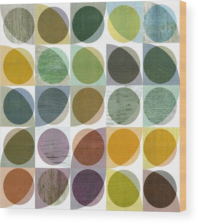 Quarter Round Wood Print featuring the digital art Quarter Circles Layer Project Two by Michelle Calkins