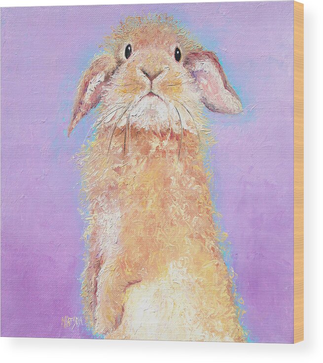Bunny Wood Print featuring the painting Rabbit Painting - Babu by Jan Matson