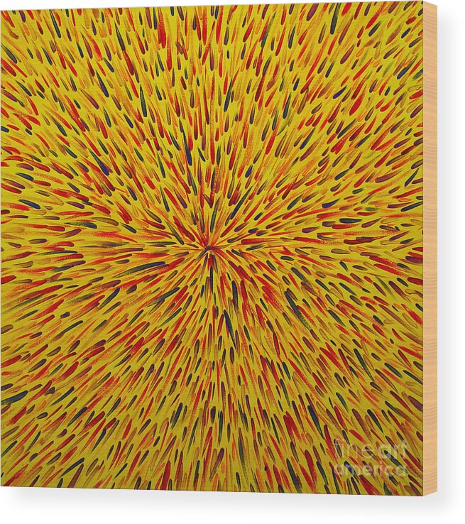 Radiation Wood Print featuring the painting Radiation Yellow by Dean Triolo