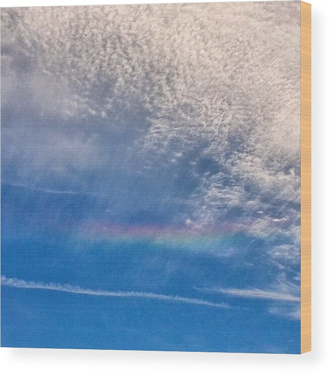 Rainbow Wood Print featuring the photograph Rainbow In The Clouds #rainbow #sky by Joan McCool