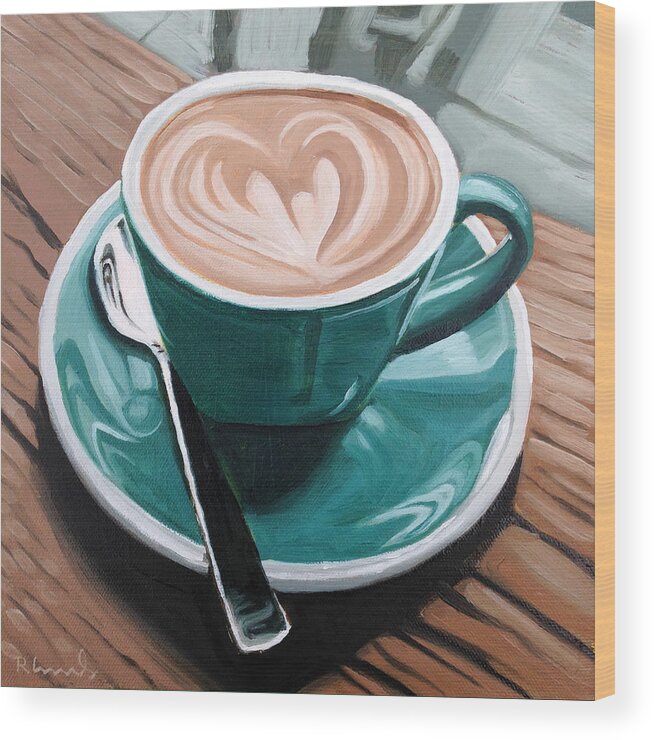 Coffee Wood Print featuring the painting Rainy Day by Nathan Rhoads