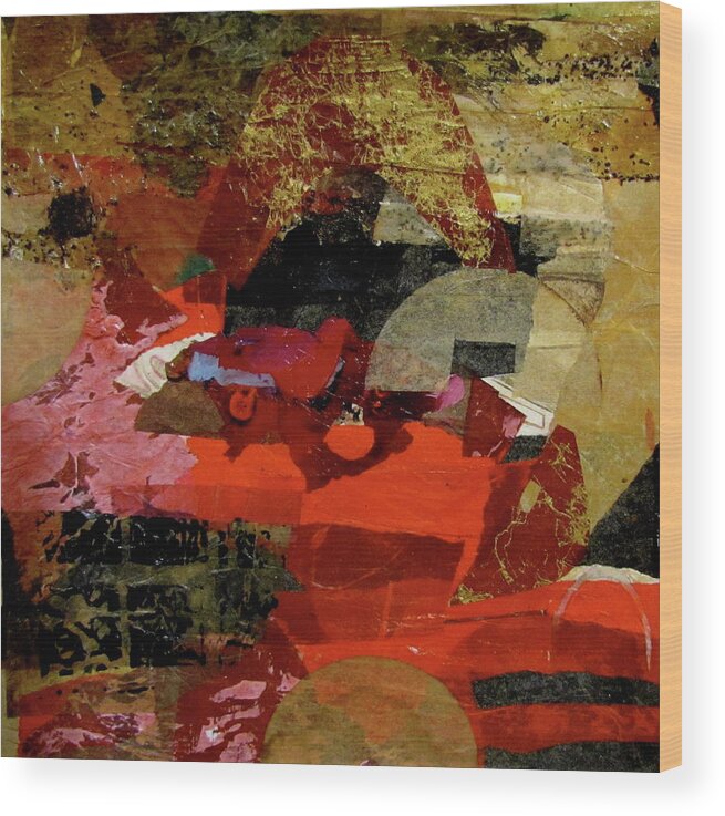 Abstract Wood Print featuring the painting Red Day by Carole Johnson