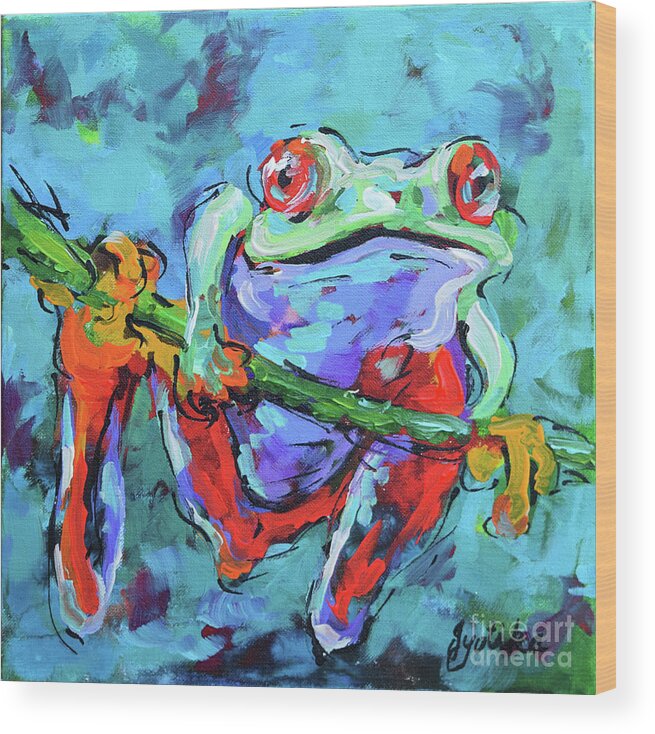  Wood Print featuring the painting Red-eyed Tree Frog lll by Jyotika Shroff