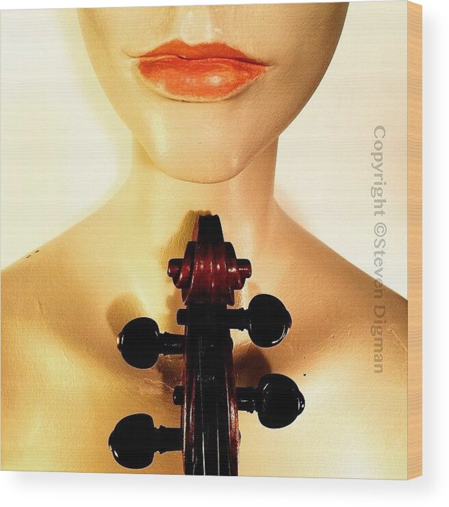 Violin Wood Print featuring the photograph Red Lips by Steven Digman