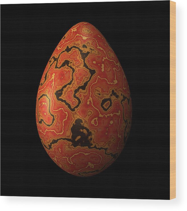 Series Wood Print featuring the digital art Red Marbled Easter Egg by Hakon Soreide