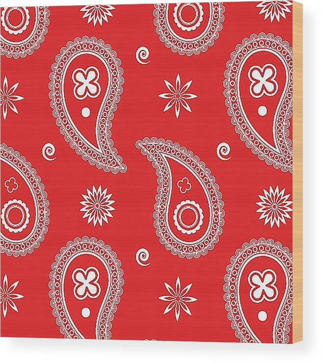 Red Wood Print featuring the digital art Red Paisley by Becky Herrera