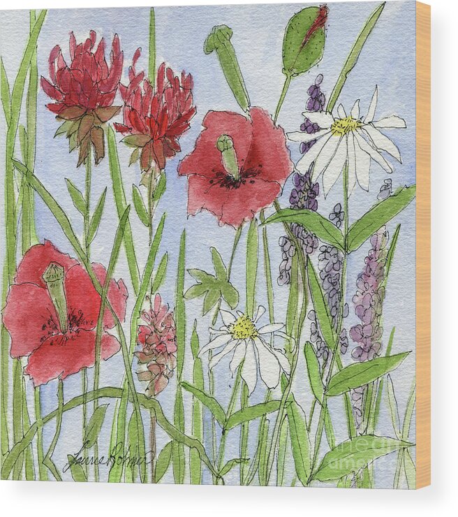 Poppy Wood Print featuring the painting Red Poppies by Laurie Rohner