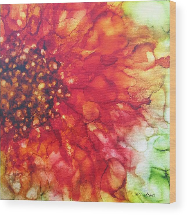 Abstract Wood Print featuring the painting Red Radience by Louise Adams