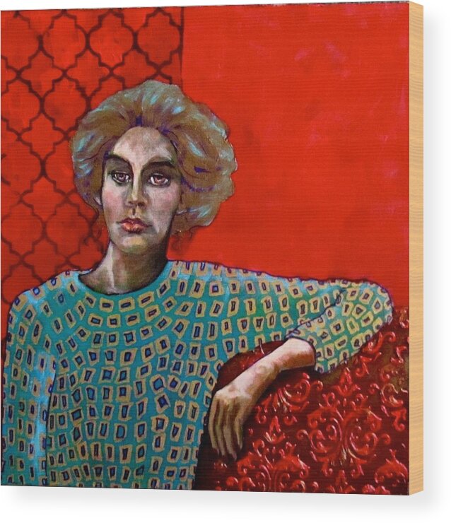 Woman Wood Print featuring the painting Red Room by Barbara O'Toole