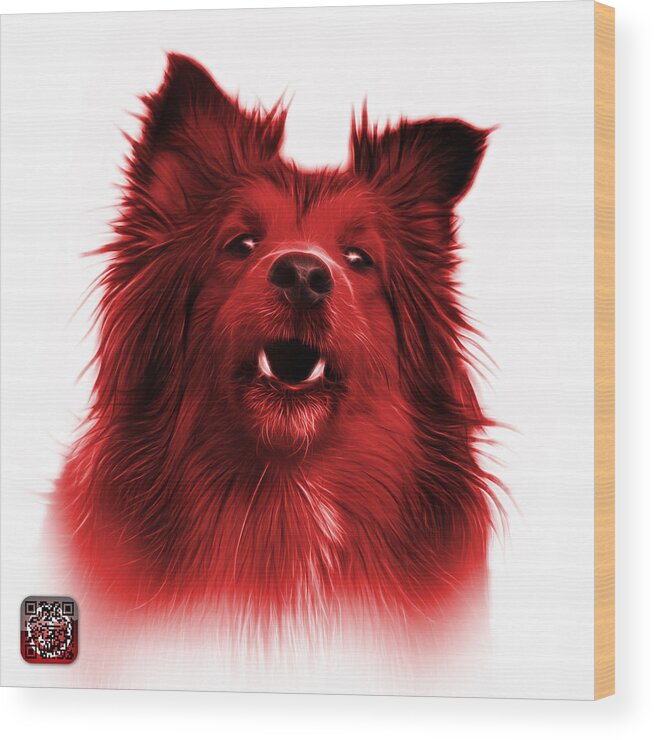 Sheltie Wood Print featuring the painting Red Sheltie Dog Art 0207 - WB by James Ahn