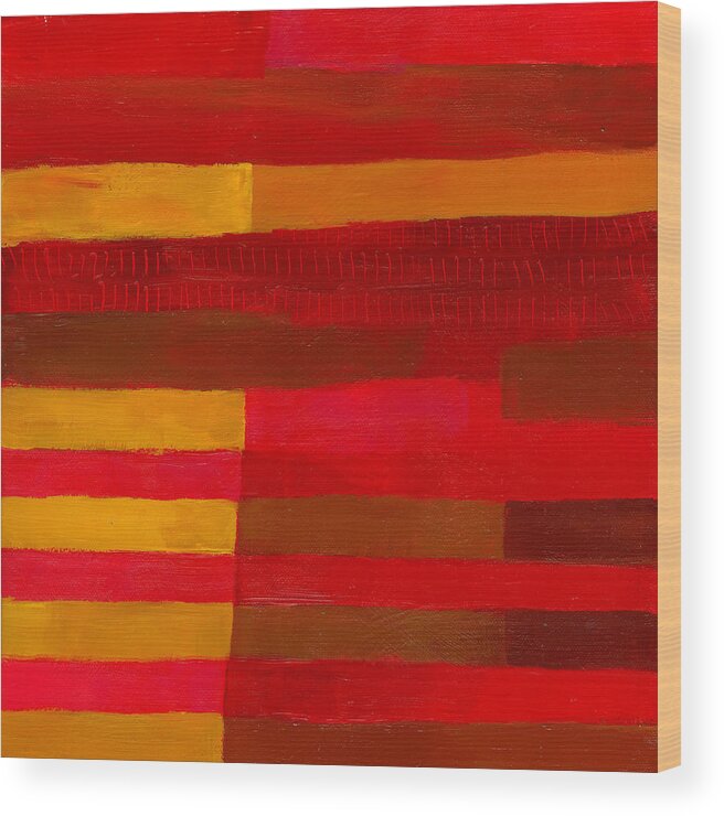 Abstract Art Wood Print featuring the painting Red Stripes 1 by Jane Davies
