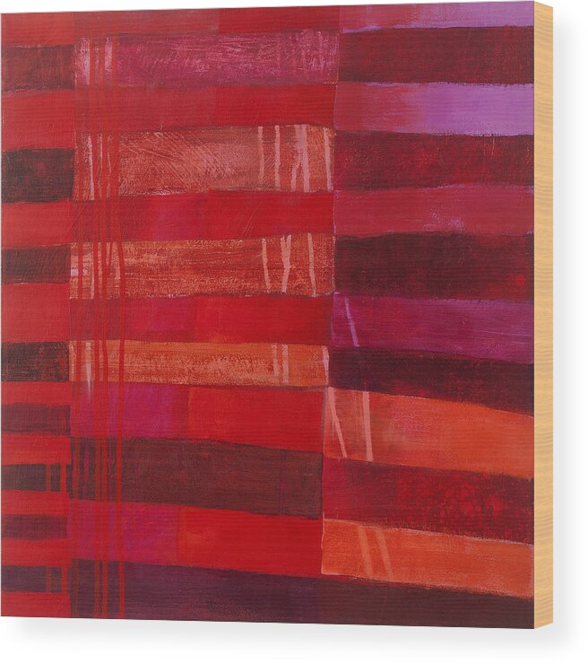 Abstract Art Wood Print featuring the painting Red Stripes 2 by Jane Davies