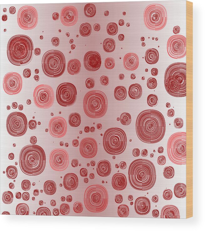 Rithmart Abstract Red Organic Random Computer Digital Shapes Abstract Predominantly Red Wood Print featuring the digital art Red.827 by Gareth Lewis