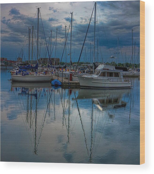 Lake Michigan Wood Print featuring the photograph Reefpoint Marina Square Format by Dale Kauzlaric