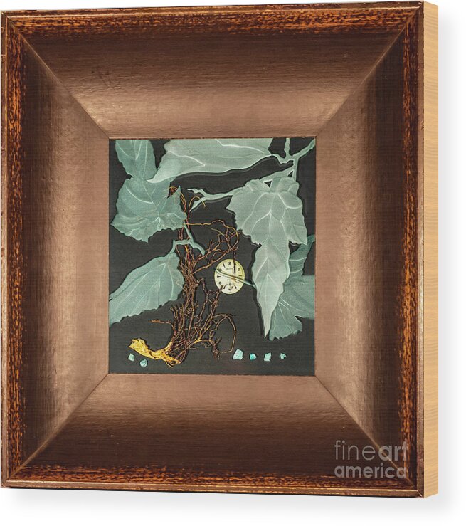 Leaves Wood Print featuring the glass art Remembrance IV with Frame by Alone Larsen