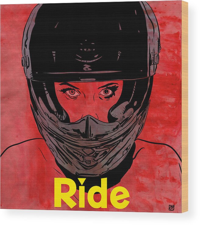 Ride Wood Print featuring the drawing Ride / Text by Giuseppe Cristiano