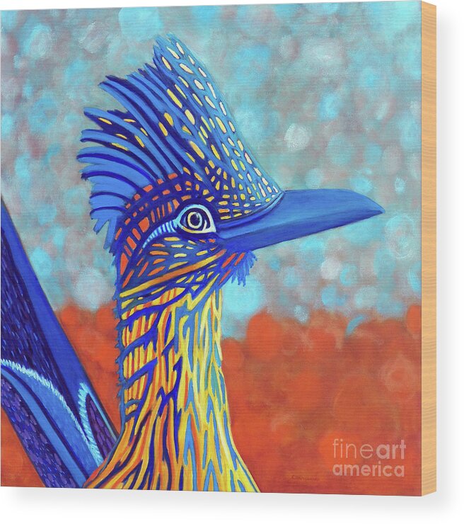 Roadrunner Wood Print featuring the painting Roadrunner Deluxe by Brian Commerford