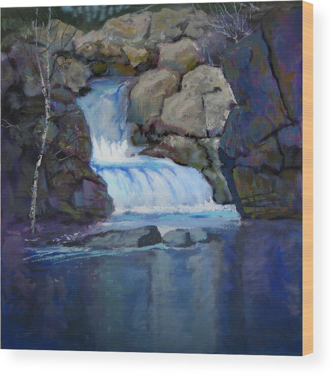 Fall Wood Print featuring the painting Roadside Falls by Robert Bissett