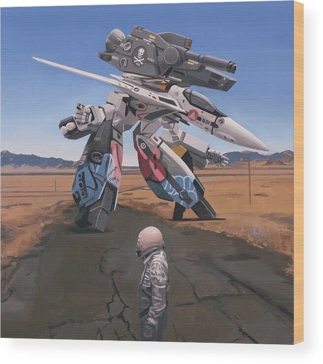 Astronaut Wood Print featuring the painting Robotech by Scott Listfield