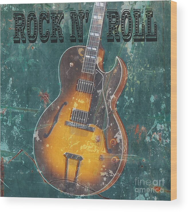 Rock Wood Print featuring the digital art Rock n Roll by Edward Fielding