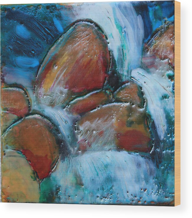 Rocks Wood Print featuring the painting Rocks at Little Su by Annekathrin Hansen