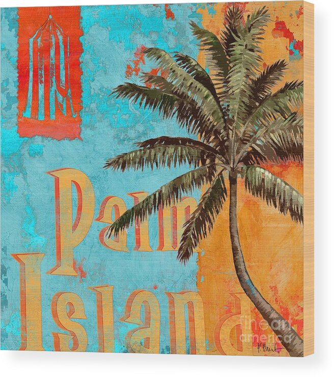 Rojo Wood Print featuring the painting Rojo Palm II by Paul Brent