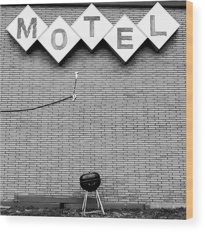 Motel Wood Print featuring the photograph Room Service Available by Holly Ross