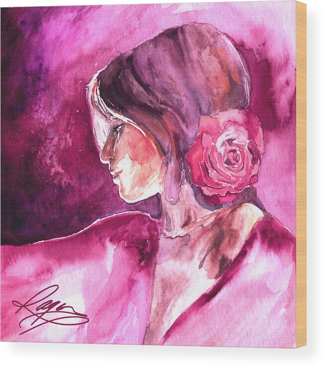 Rose Wood Print featuring the painting Rosa by Ragen Mendenhall