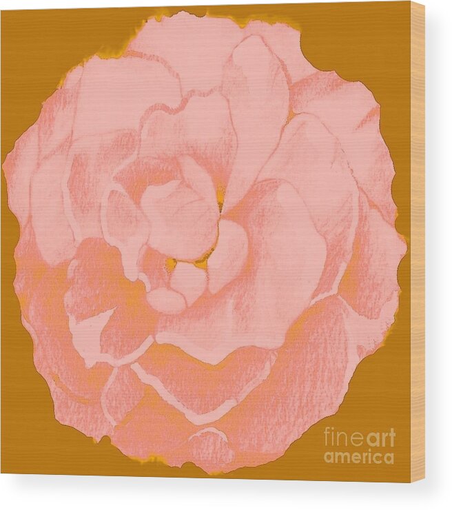 Pink Rose Wood Print featuring the digital art Rose In Soft Pink by Helena Tiainen