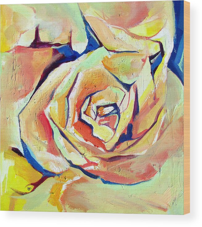 Florals Wood Print featuring the painting Rose Sun by John Gholson