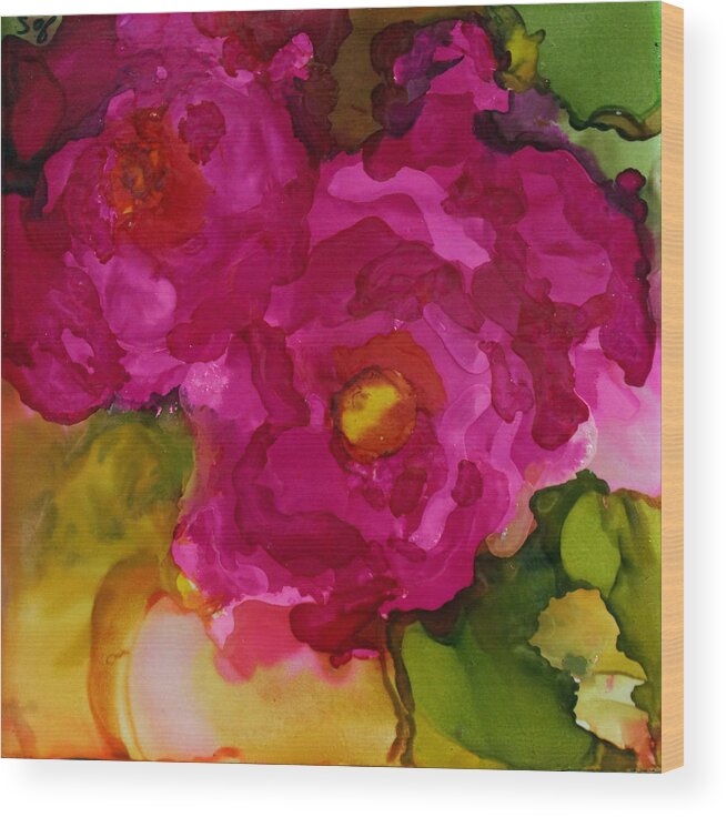 Roses Wood Print featuring the painting Rose to the Occation by Jo Smoley