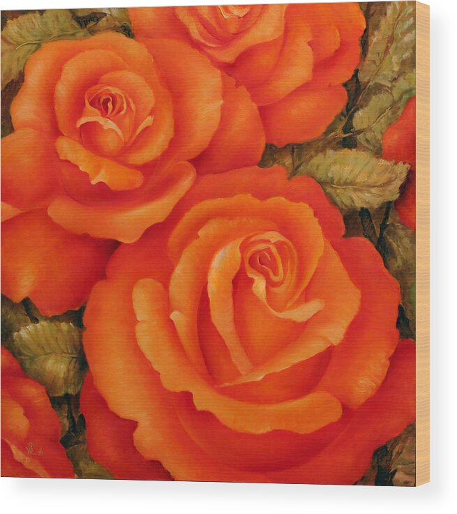 Rose Wood Print featuring the painting Rose by Vali Irina Ciobanu