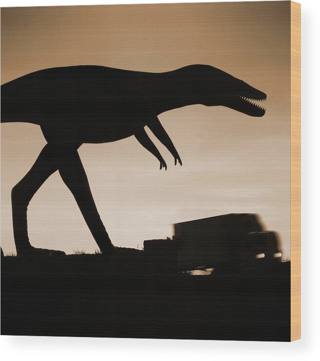Travel Wood Print featuring the photograph Route 66 - Lost Dinosaur by Mike McGlothlen