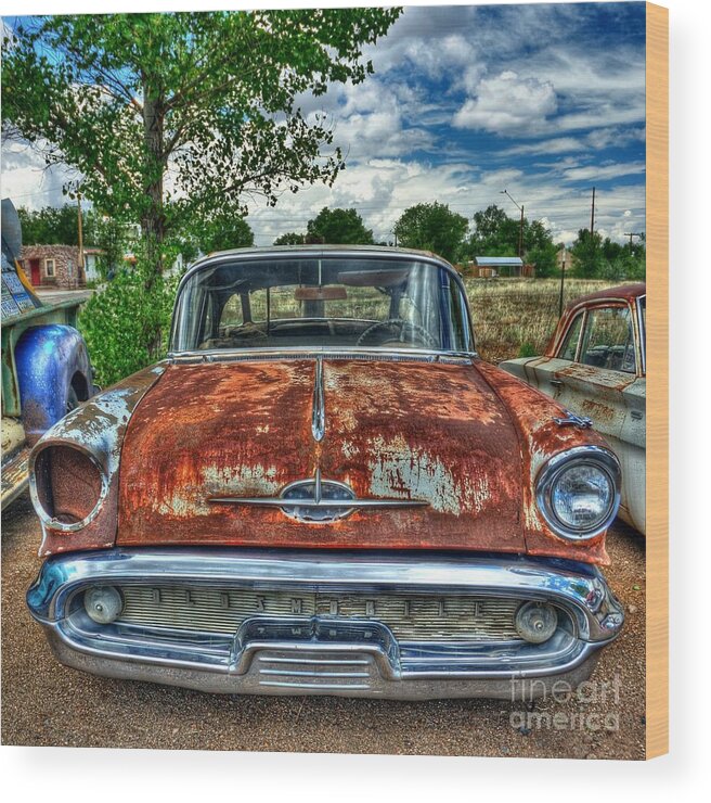 Route 66 Wood Print featuring the photograph Route 66 Oldsmobile by John Kelly
