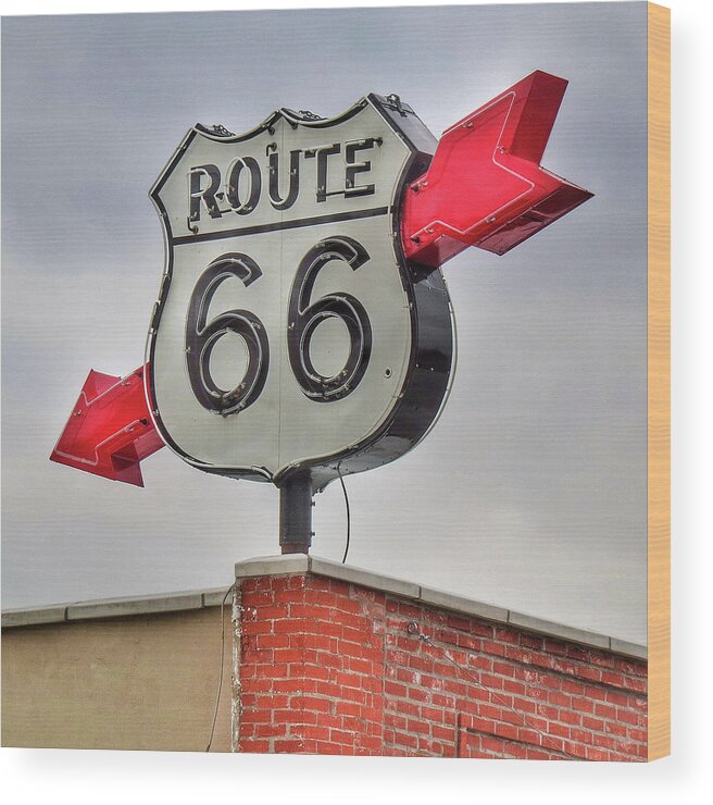 Route Wood Print featuring the photograph Route 66 Sign by Bert Peake