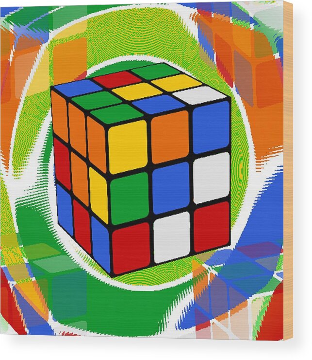 Rubiks Cube Wood Print featuring the digital art Rubik's Cube 2 by Chris Butler