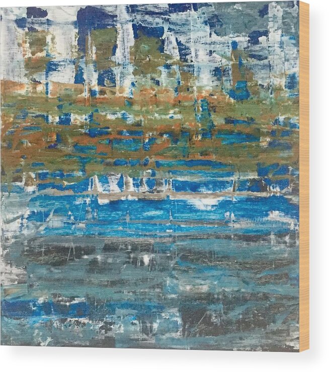 Sea Wood Print featuring the painting Rugged by Monica Martin