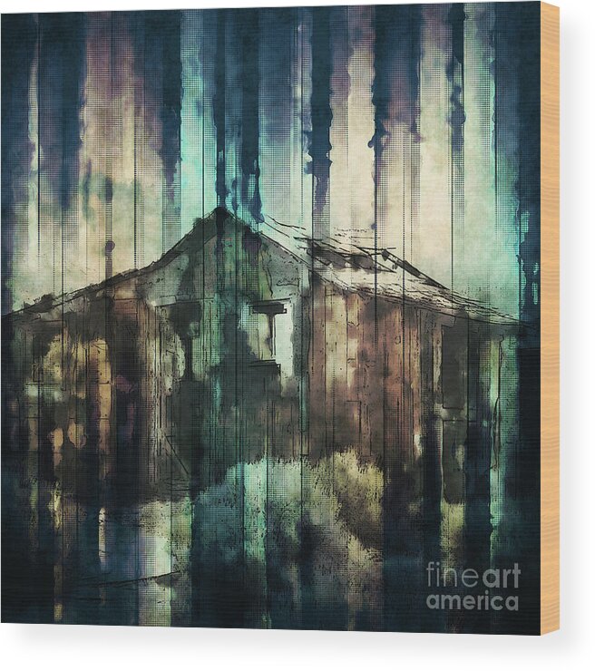 Weathered Wood Print featuring the digital art Rustic Cabin by Phil Perkins