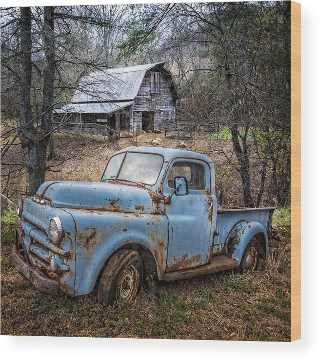 1950s Wood Print featuring the photograph Rusty Blue Dodge by Debra and Dave Vanderlaan