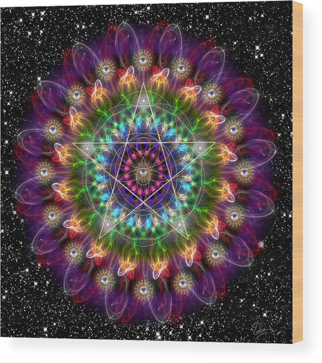 Endre Wood Print featuring the digital art Sacred Geometry 446 by Endre Balogh
