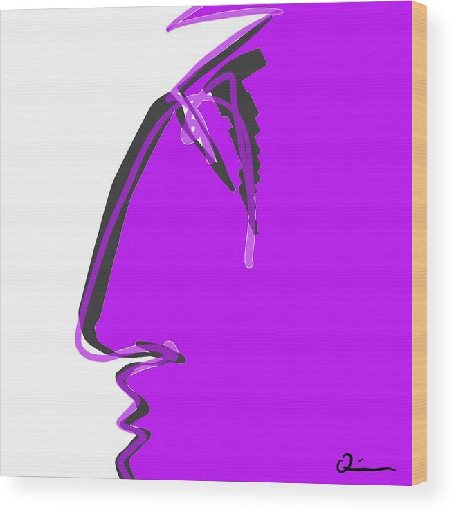 Purple Wood Print featuring the digital art Sad Grape by Jeffrey Quiros
