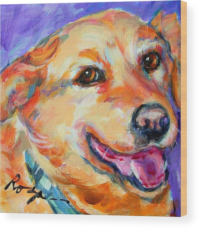 Portrait Of Yellow Labrador Dog Wood Print featuring the painting Sahara by Judy Rogan