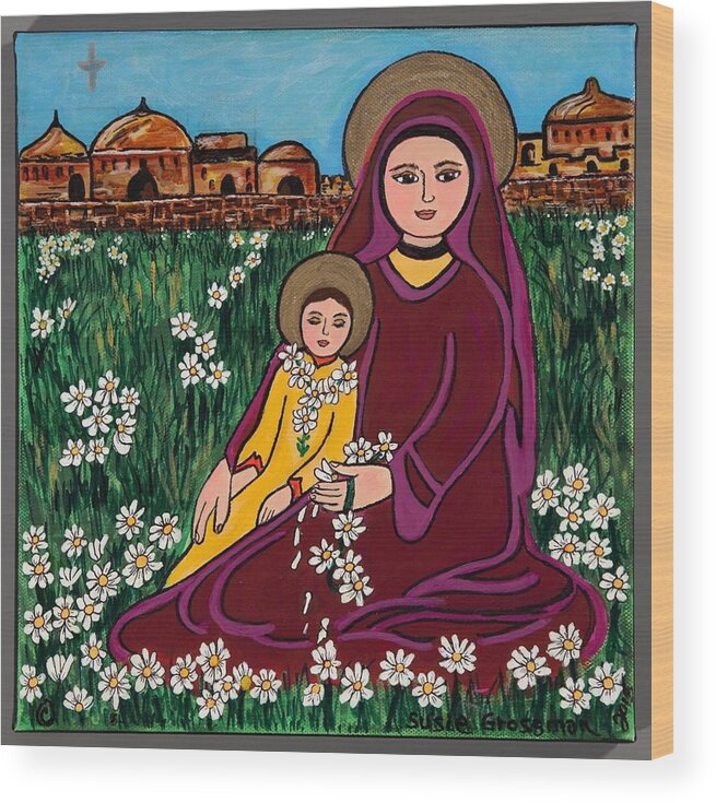 Saint Anne Wood Print featuring the painting Saint Anne and Mary by Susie Grossman